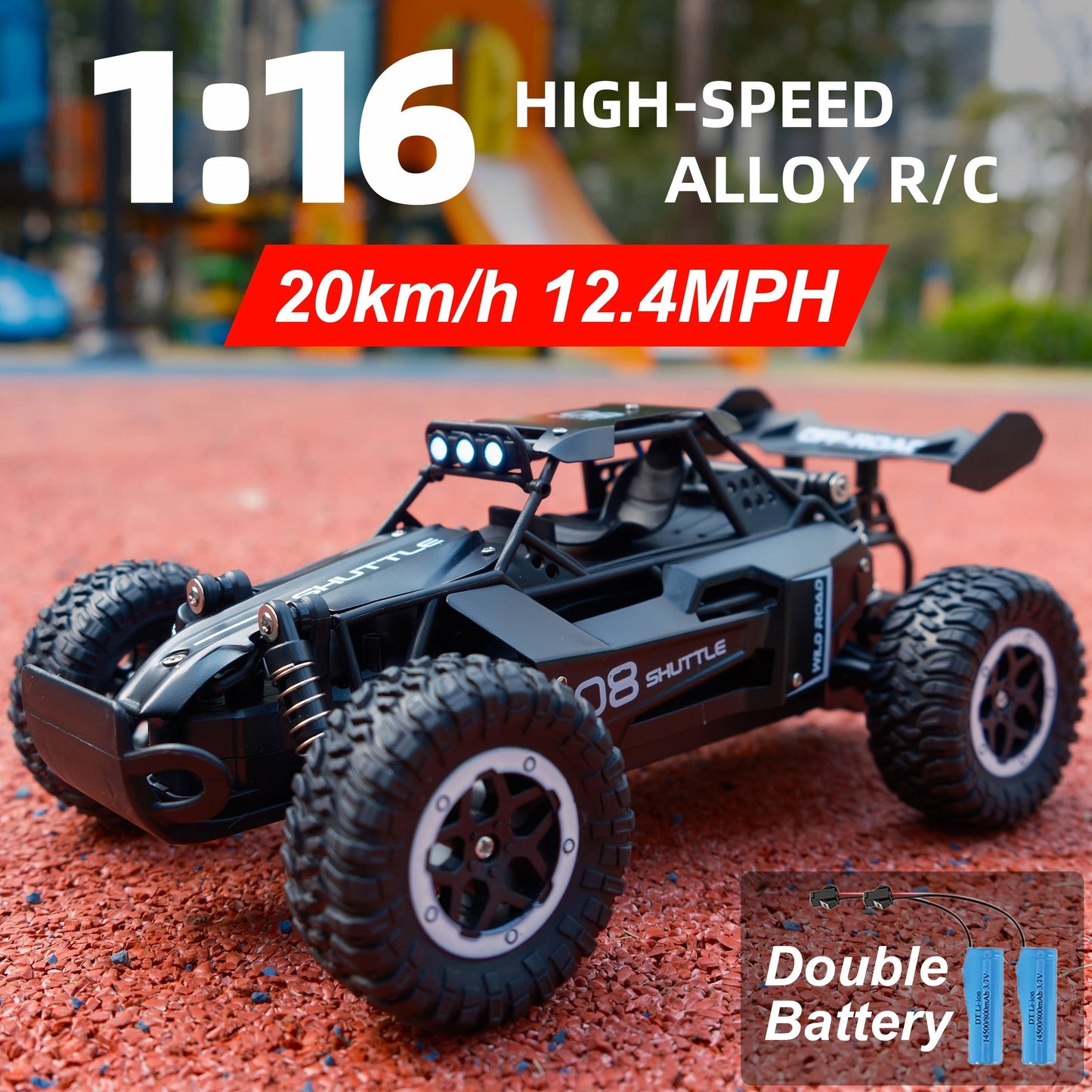 High-Speed 1:16 RC Car, Speeds up to 12 MPH, USB Rechargeable, indoor/outdoor