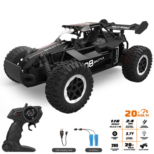 High-Speed 1:16 RC Car, Speeds up to 12 MPH, USB Rechargeable, indoor/outdoor